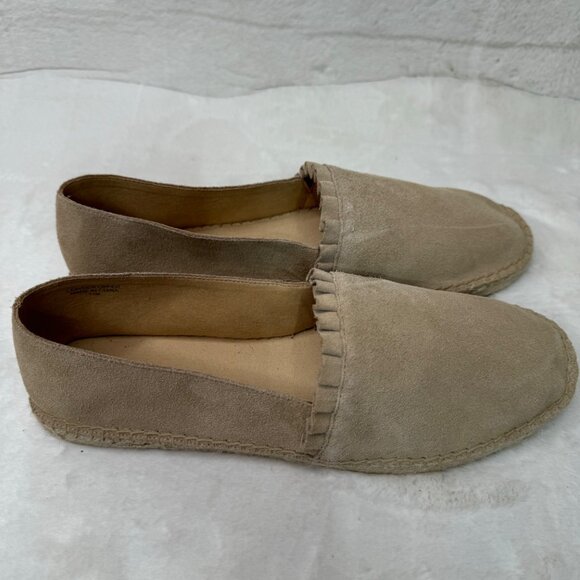 Talbots Womens Beige Suede Leather Espadrille Flats Size 11M - Picture 3 of 8
